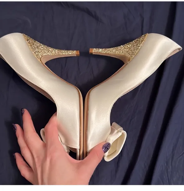 Clarice Ivory Satin And Glitter Heel Brand New - Image 6