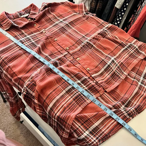 American Eagle Oversized Soft Cotton Flannel Button Long Sleeve Shirt Size Small - Image 10