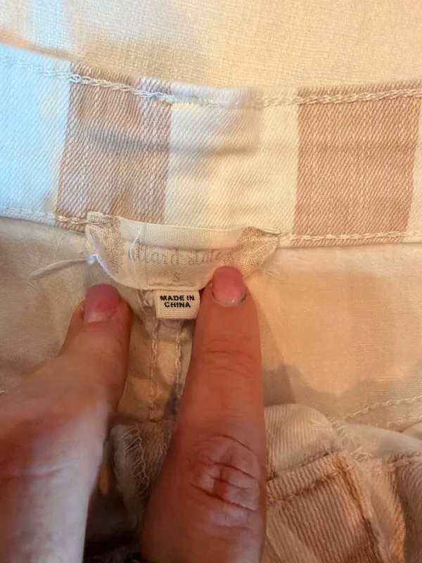 Altar’d State Striped Denim Cutoff Shorts Tan Cream Size Small - Image 4