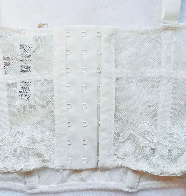 Skims Femme Lace balconette Unlined Demi Corset Marble White Bridal Size M NWT - Image 5