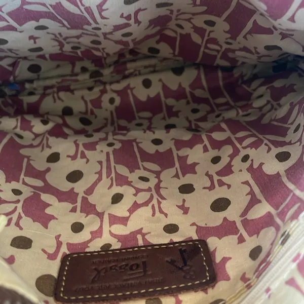 Fossil Brown Leather Suede Crossbody Bag Purse Classic Vintage - Image 6