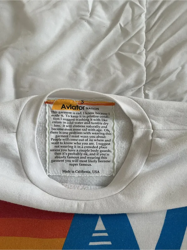 Aviator Nation logo crewneck sweatshirt white small - Image 11