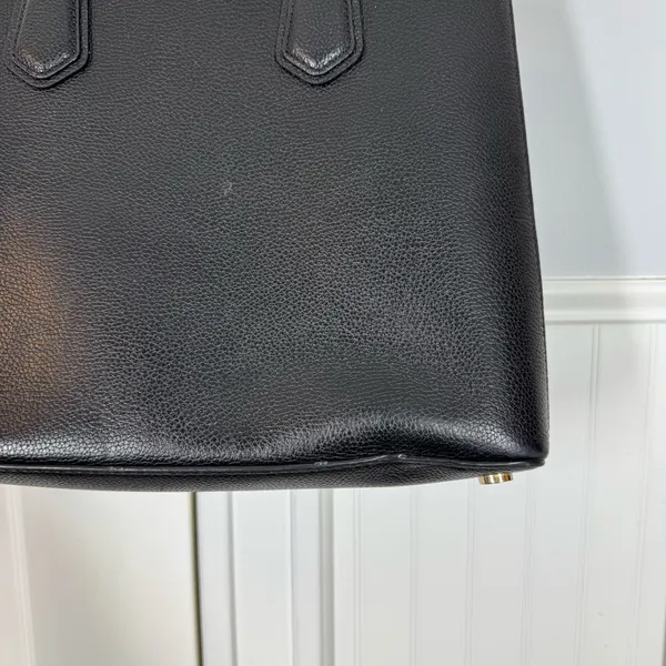 Michael Kors Adele Black‎ Pebbled Safiano Leather Satchel Handbag Purse - Image 4