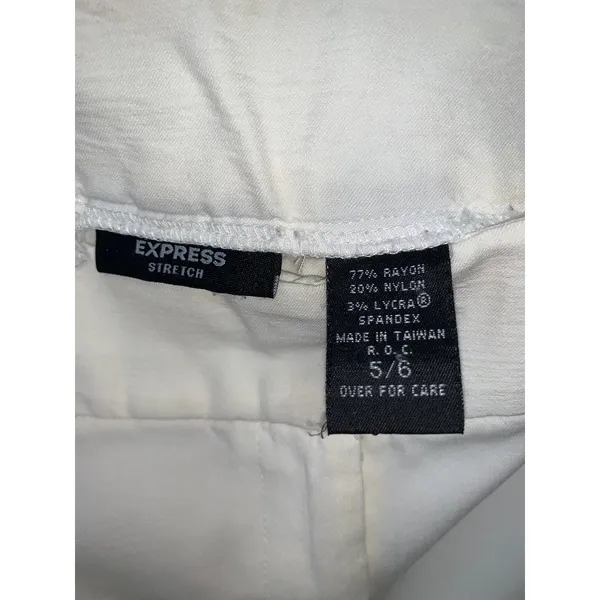 Express Women's Cropped Stretch Pants White Size 5/6‎ Casual Chic - Image 4