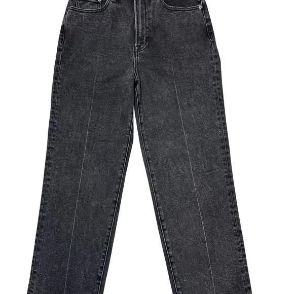 Pistola Cassie Crop Straight Jeans 27" Black Box Super High Rise Creased Denim‎ - Image 10