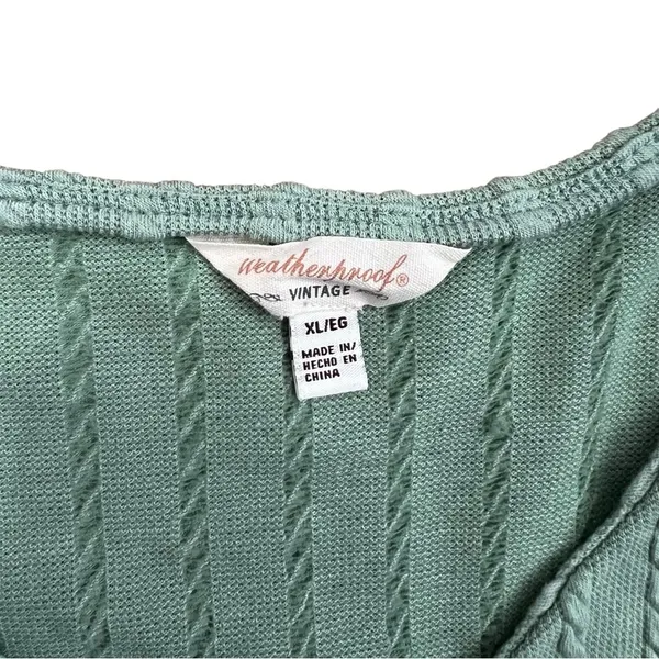 Weatherproof Vintage Ribbed Tie Front Blouse Henley Boho Knit Short Sleeve Top - Image 6