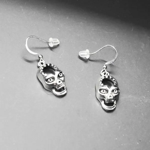 Punk Scary Skull Earrings Silver - Image 6