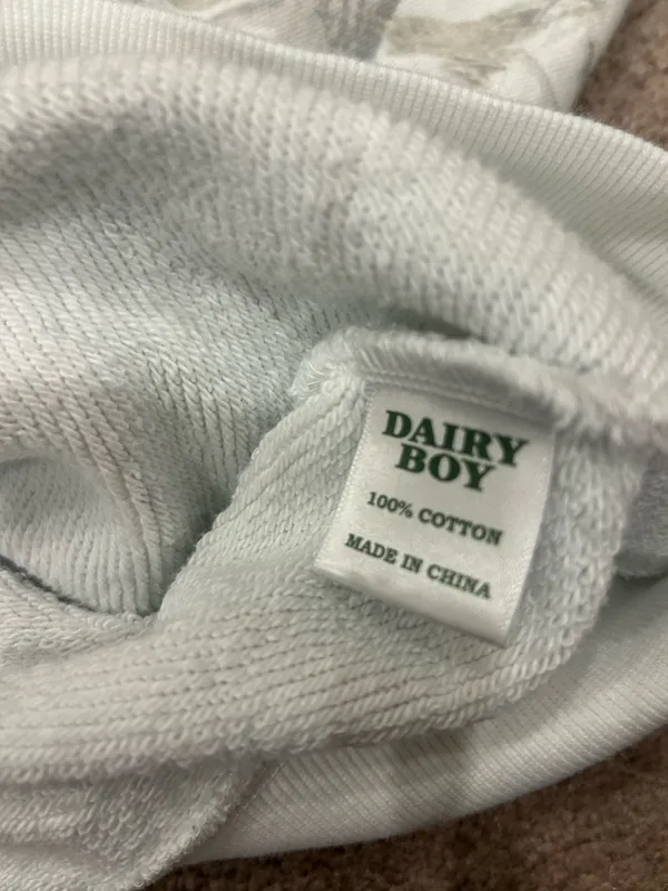 DAIRY BOY Teddy Brown Cream Woodland Camo Crew Sweatshirt XS Cotton Sold Out - Image 7