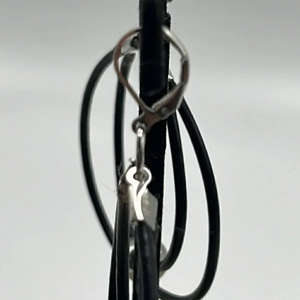 Double Leather Corded Dangling Earrings w/ Silver-Tone Bead Choice of Closure - Image 14