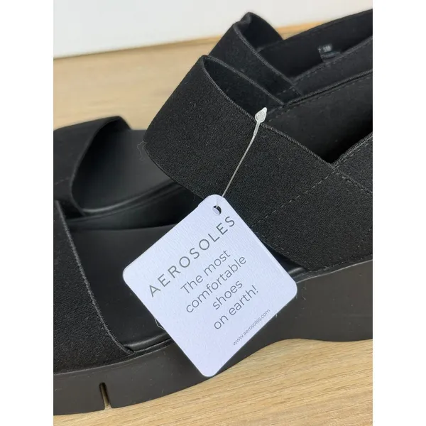 Aerosoles Freedom Sandal Womens 7.5 Black Platform Wedge Comfort - Image 8