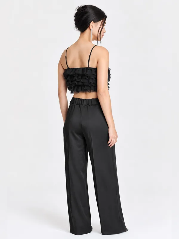 NWT A New Day Tiny Tulle Ruffle Crop Tank – Black – S - Image 3