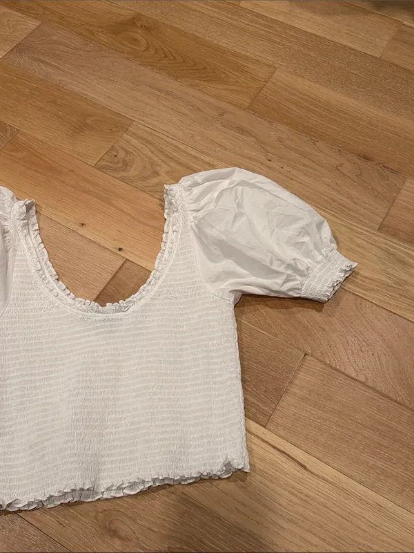 Hill House the aiko white smocked top with puff‎ sleeves large - Image 5