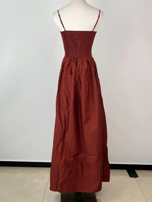 NWOT Farm Rio Cotton Burgundy Sleeveless Midi Dress Size XS - Image 7