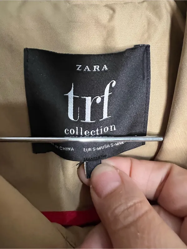 Zara TRF Beige Striped Belted Beige Trench Coat Utility Streetwear Duster Jacket - Image 6