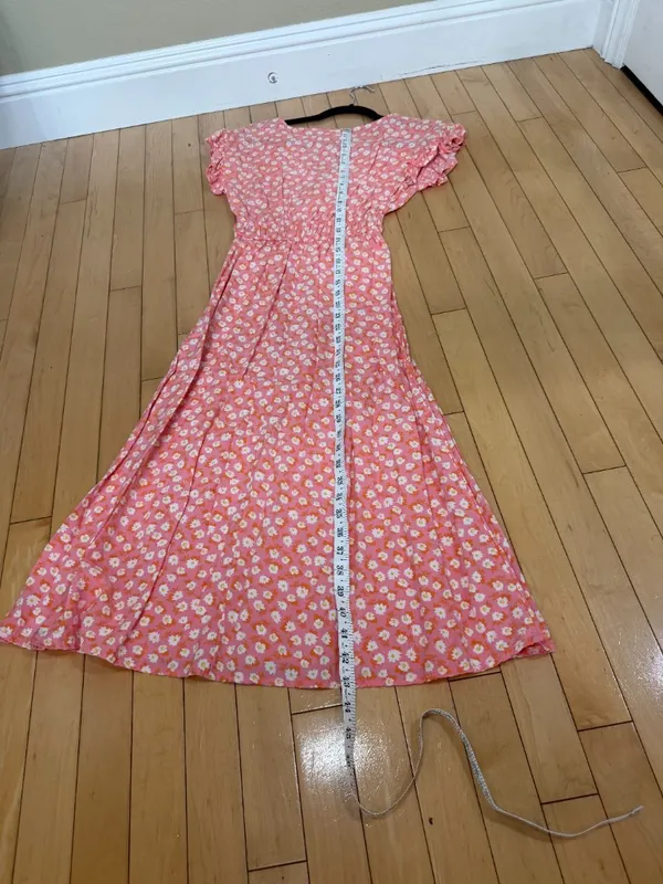 Billabong Picnic Date Midi Dress Pink Floral Size Small - Image 10