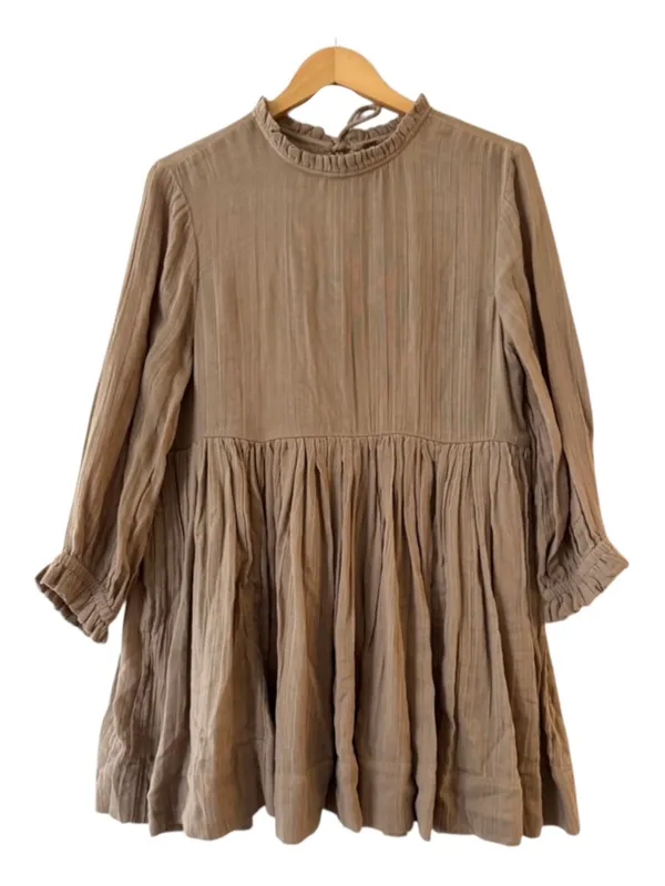 Free Peopleni Dress Beige Cotton Gauze Boho Babydoll medium - Image 4