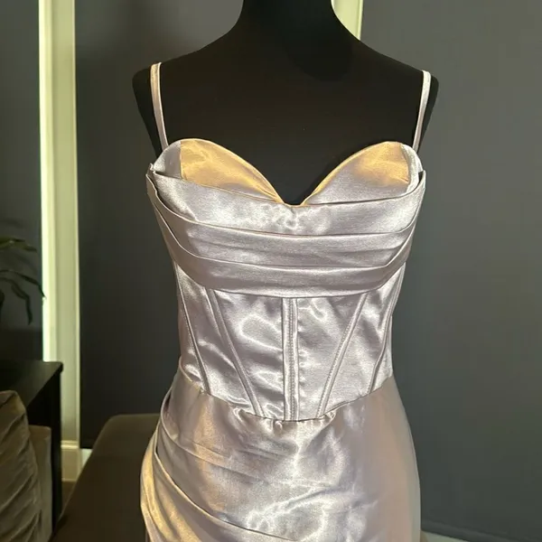 Women’s Full Length Prom Party Dress Criss Cross Straps Leg Slit Size 10 NWOT - Image 2