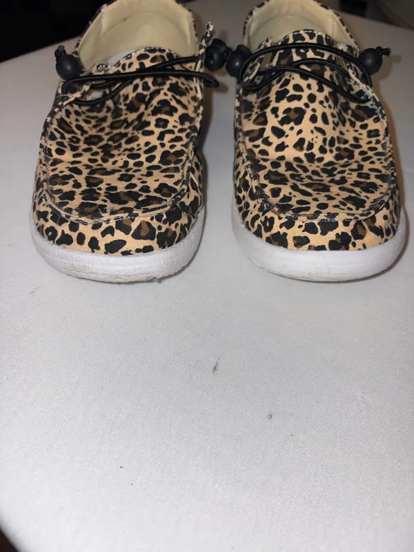 Corky Leopard Print Slip-Ons in Tan and Black Kayak style Size 7 - Image 2