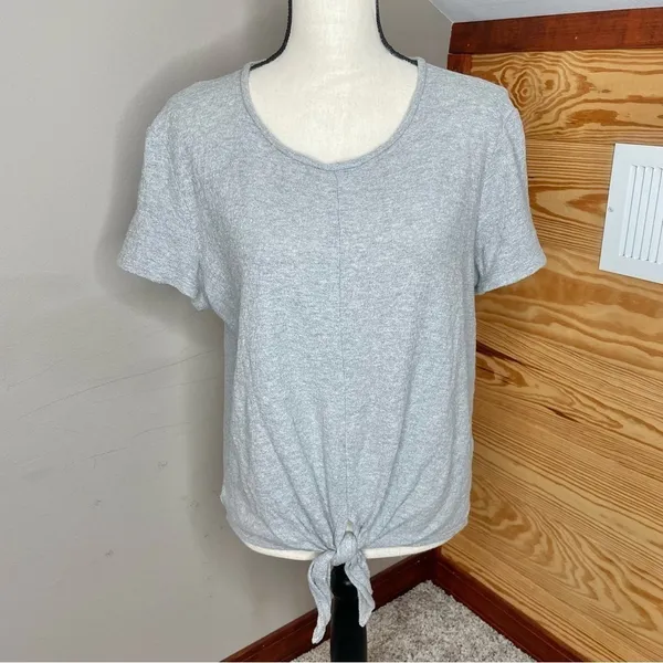 Madewell Texture & Thread Modern Tie-Front Top in Heather Pelican Grey Medium - Image 2