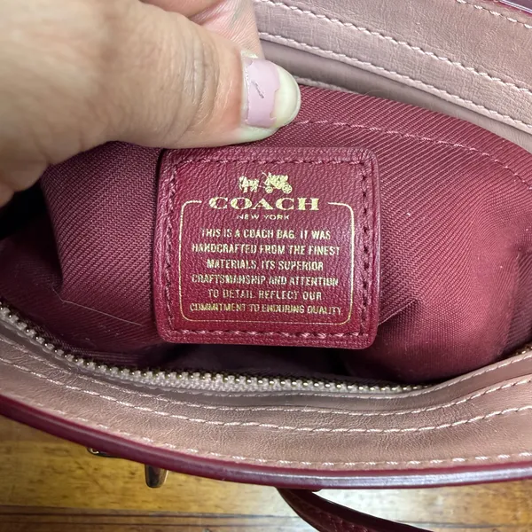 Coach Pebbled Leather Convertible Crossbody - Burgundy with Gold Hardware - Image 9