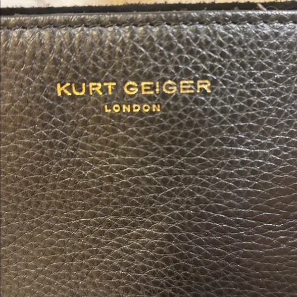Kurt Geiger London Emma Tote Black Textured Leather Handbag Gold Toned Hardware - Image 2