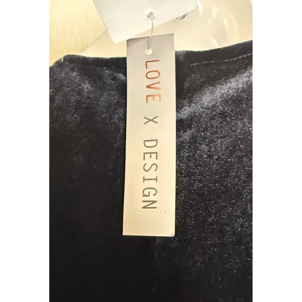 Love X Design Womens M Maxi Dress Black Velvet Long‎ Sleeve V Neck Event NEW - Image 6