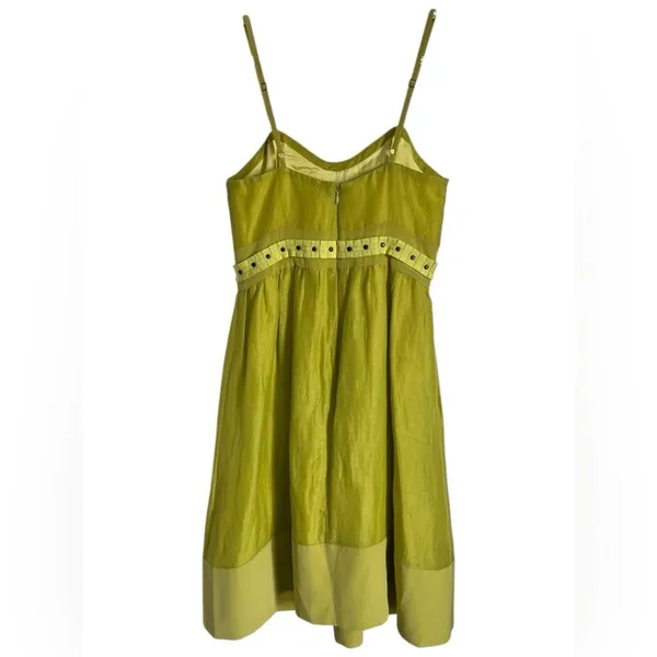Anthropologie Plenty Tracy Reese Linen Silk Chartreuse Sundress Size 2 - Image 7
