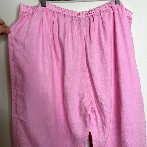 Vintage Kiko Bay Linen Pink Drawstring Capri Pants - Image 5
