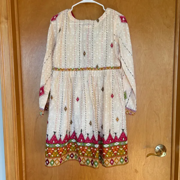 Almirah Lawn Pret Suit Women Small Off-White Cotton Tribal Print‎ Tassel Kurti - Image 8