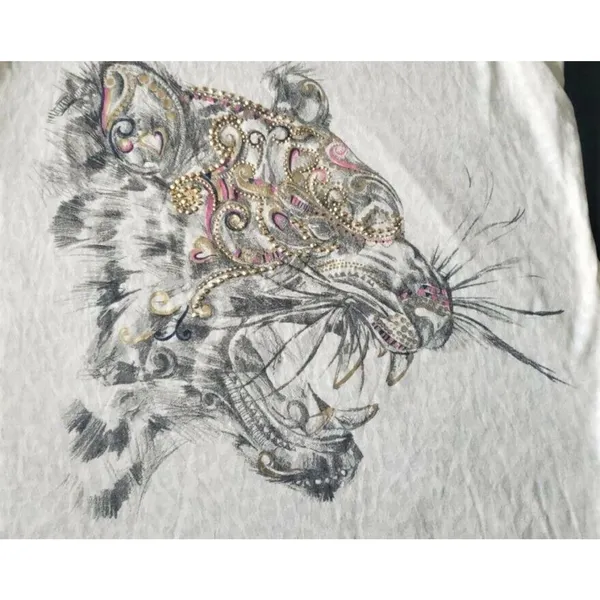 River Island Sleeveless T-Shirt White with Leopard Design Size 14 - New No Tags - Image 5