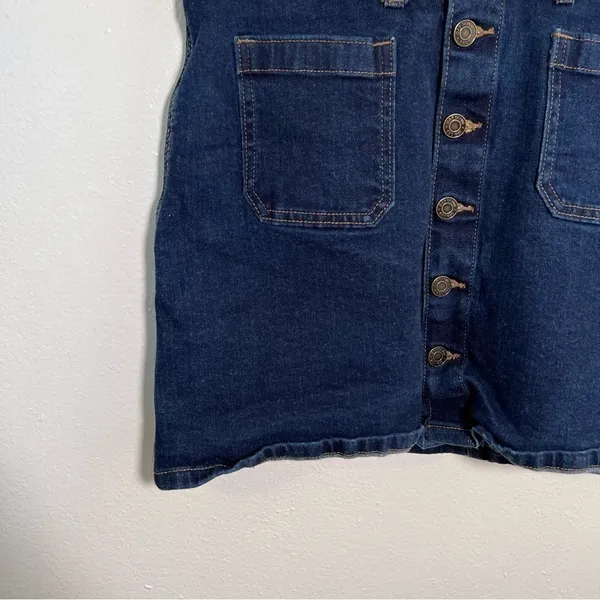 Gap Women's‎ Size 12/31 Button Front Denim Mini Skirt Dark Wash Square Pockets - Image 8
