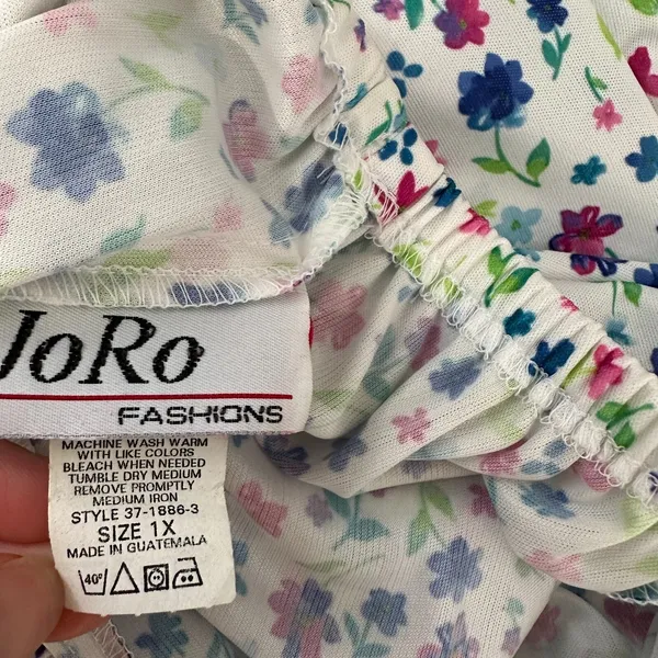 Vintage 1X Joro Womens Blouse Hawaiian MuuMuu Peasant Top Short Sleeve Floral‎ - Image 9