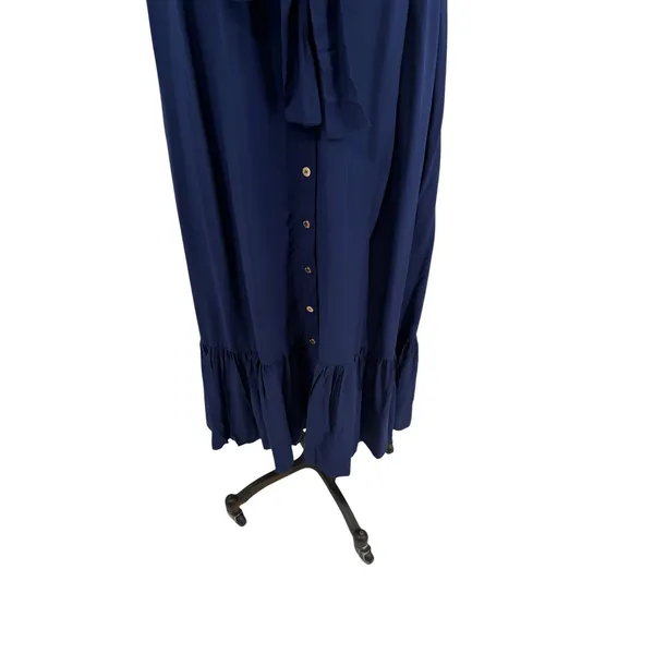 Melissa Odabash Kyla Ruffle‎ Button Front Belted Maxi Dress Navy NWT Size Medium - Image 7