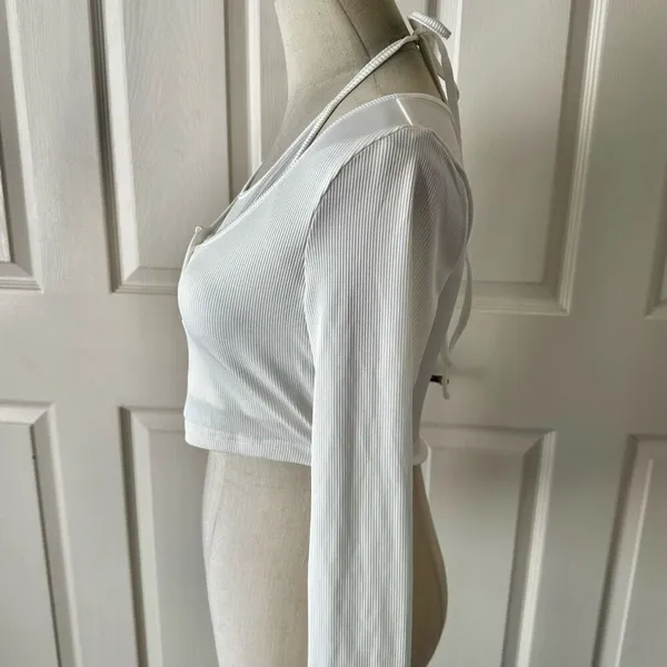 Cider  White Ribbed Crop Top - Image 6