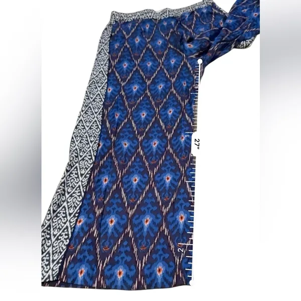 Anthropologie Value Blue Aztec Printed Wide Leg Pull On Pants‎ Sz M - Image 15