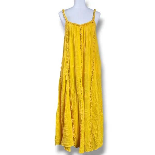 Free People Bohemian Ethereal Goddess Gauze Mckinley Maxi Dress Marigold Medium - Image 11