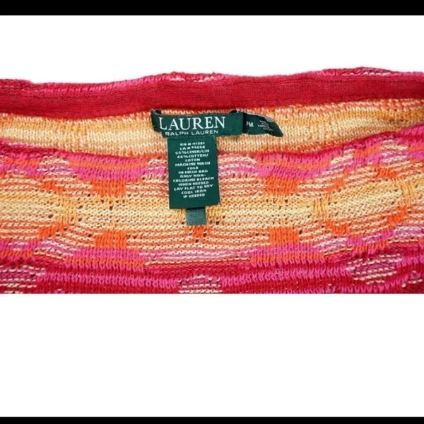 Ralph‎ Lauren multicolored striped poncho with horizontal stripes in red, orange - Image 3