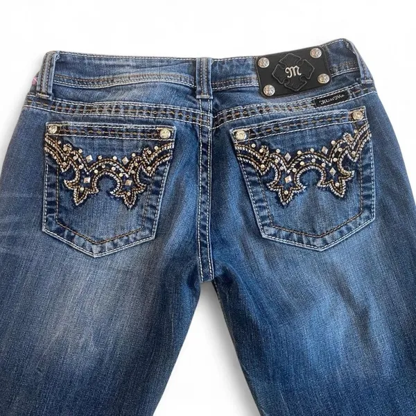 Miss Me JW5307B7 Low Rise Bootcut Jeans Y2K Western Rhinestone Embellished Sz 30 - Image 5