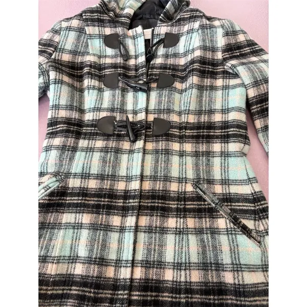 New York & Company Women's Wool Plaid Toggle‎ Coat XS Multicolor Casual - Image 3