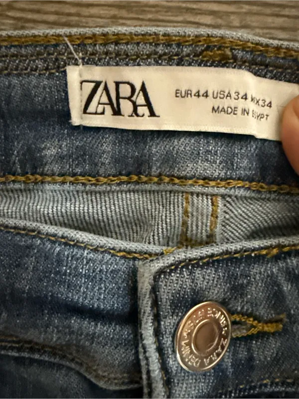 Zara Distressed Slim Skinny Jeans Size 34 Blue Denim - Image 5