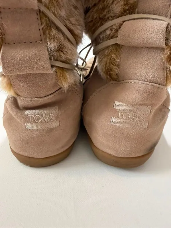 TOMS Nepal Tan Suede Faux Fur Moccasin Mid-Calf Boots - Image 3