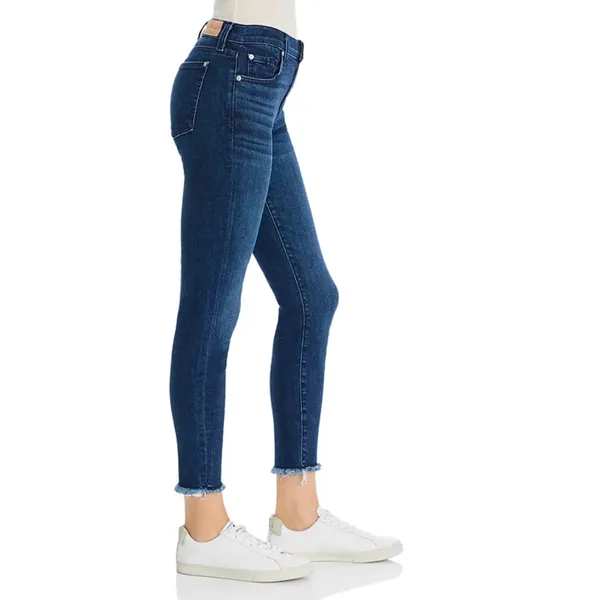7 For All Mankind Luxe Vintage High‎ Rise Raw Hem Ankle Skinny Jeans Size 23 - Image 3