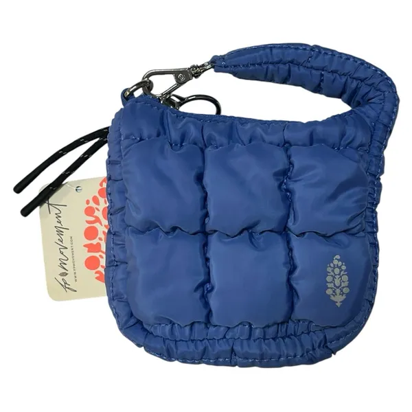 Free People Movement Quilted Micro Pouch Wristlet Bag Blueberry Logo Puffer - Image 2