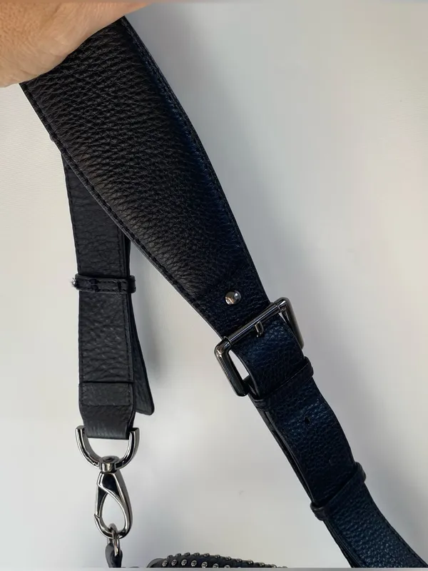 Y2K Kenneth Cole black pebbled leather slouchy hobo studded handle shoulder bag - Image 9