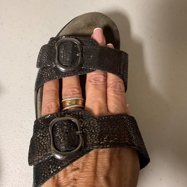 Dansko Black Leather Slide Sandals Women 40‎ US 9.5 10 Comfort Buckle Shoes - Image 5