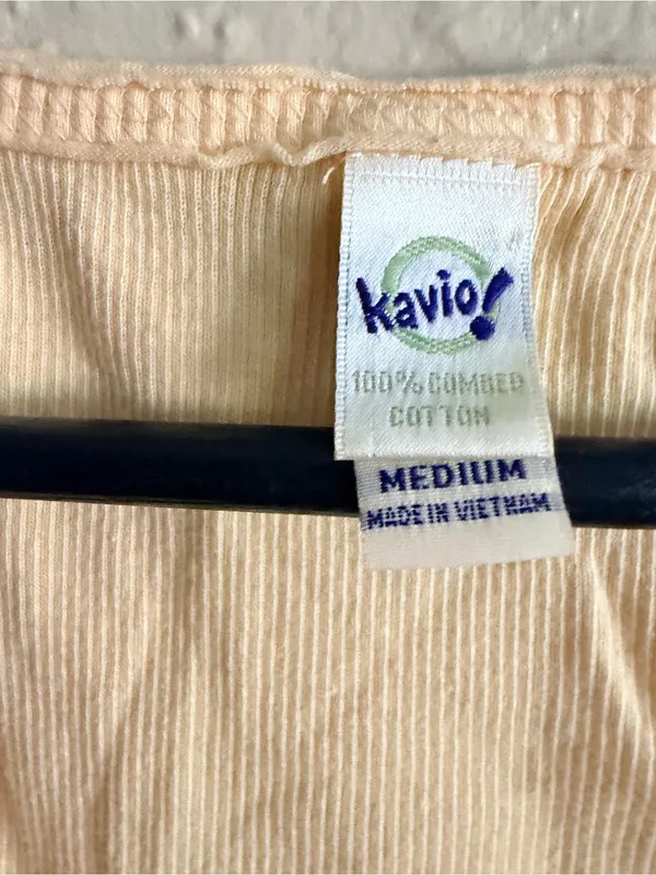 Kavio Ribbed Scoop Neck Tank Top - Pale Yellow - Image 2