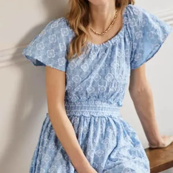 New Scoop Neck Embroidered‎ Dress - Image 4