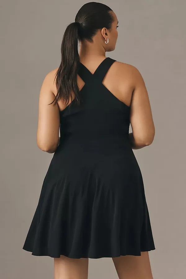 NWT Ruched Square-Neck Black Mini Dress. Size Large - Image 3