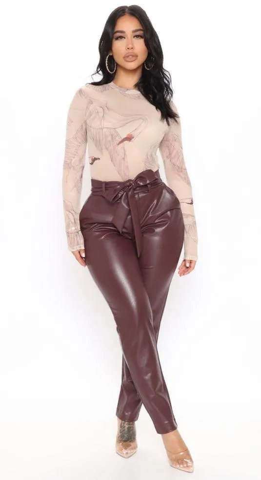 Blush Bodysuit Sheer Mesh Swan Print Long Sleeve Size Small - Image 2