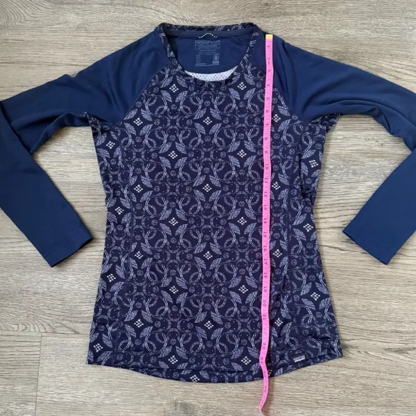 Patagonia Capilene‎ Midweight Crew Women's Small Artic Ox Geo Blue Baselayer Top - Image 12